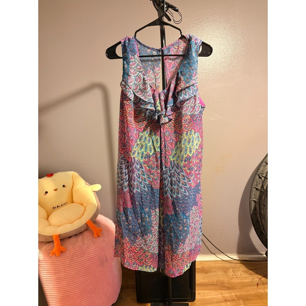 MSK‎ - Boho Chiffon Dress with Paisley Print, Lined Sz 14